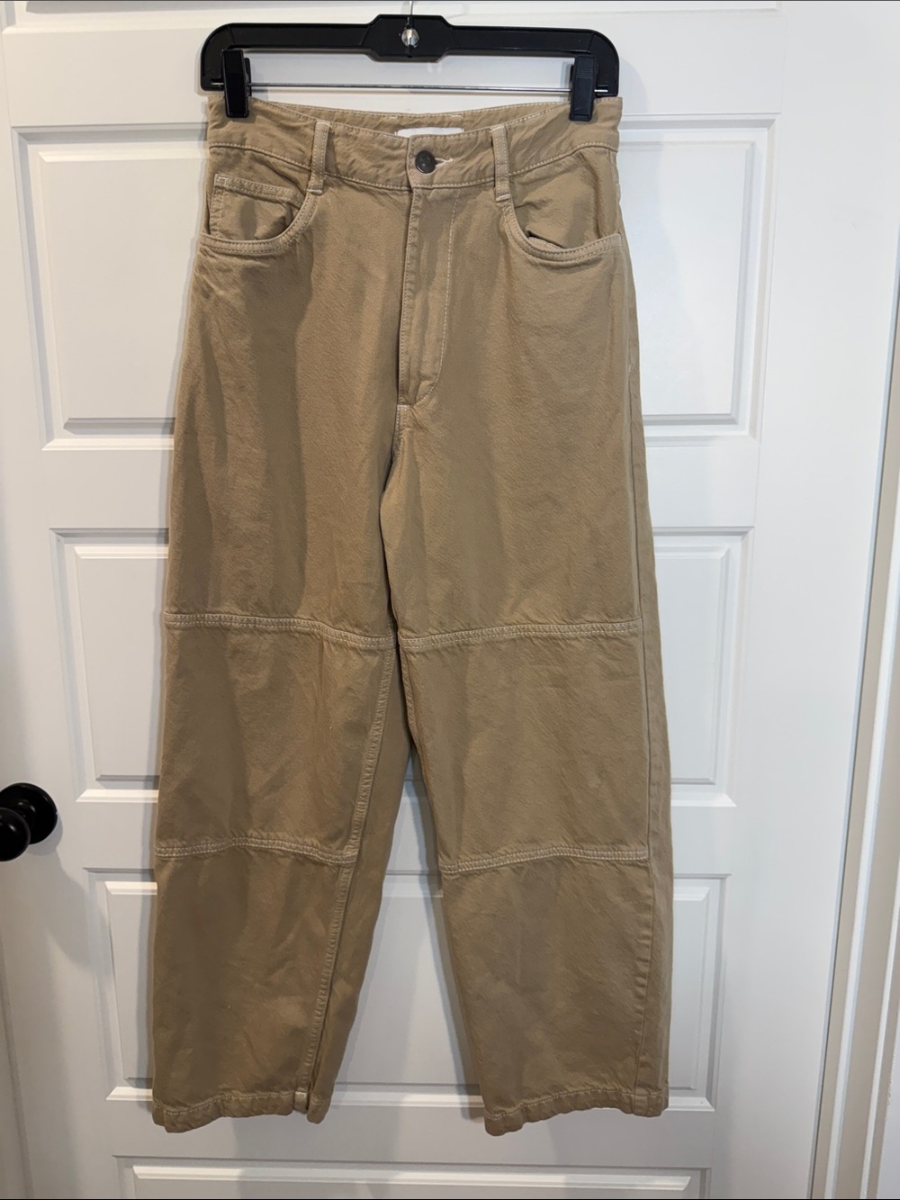 Bershka Barrel Jeans tan High Rise Skater Indie 27 - Picture 1 of 4